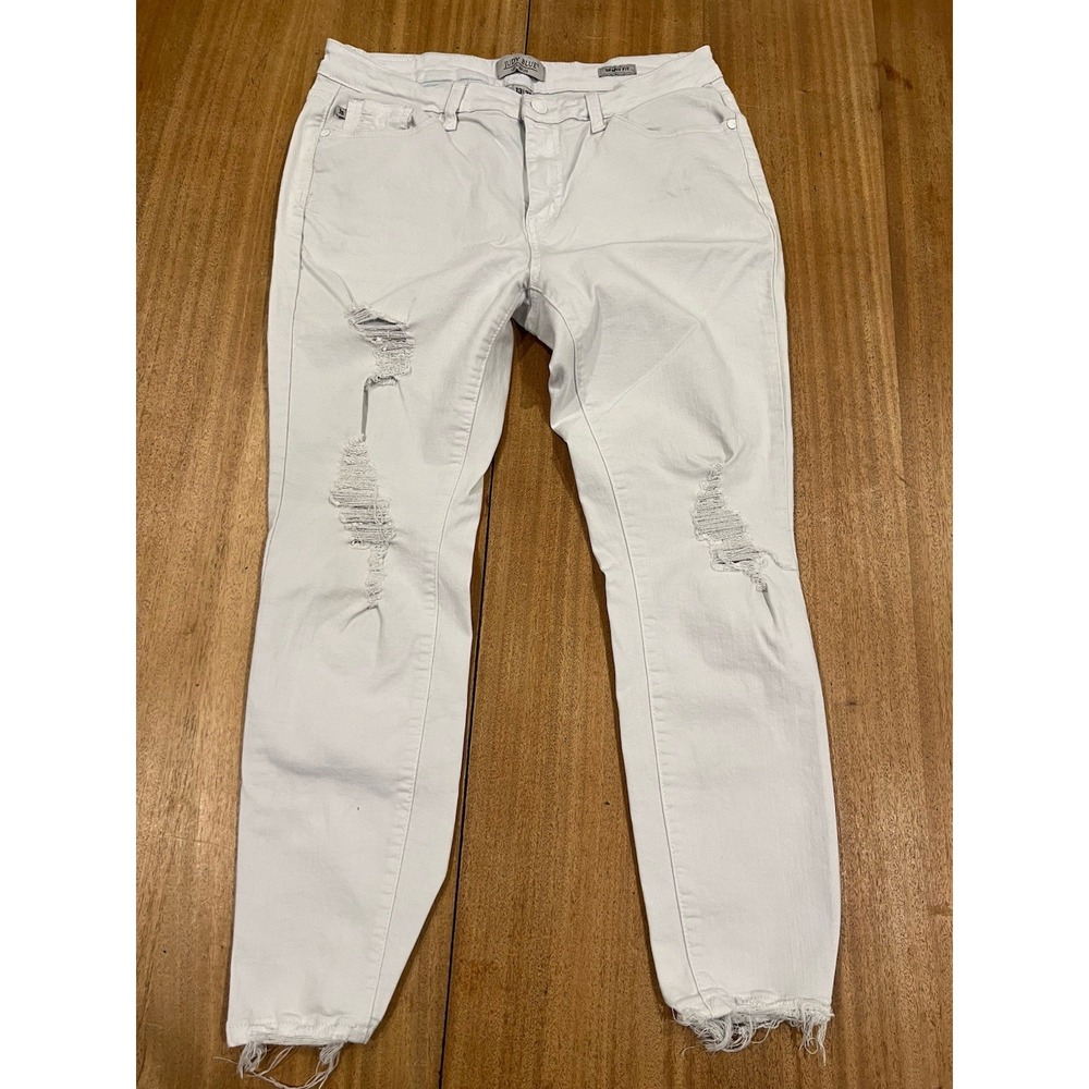Ladies Judy Blues White Distressed Skinny Fit Destroyed Ankle 13/31 Stretchy